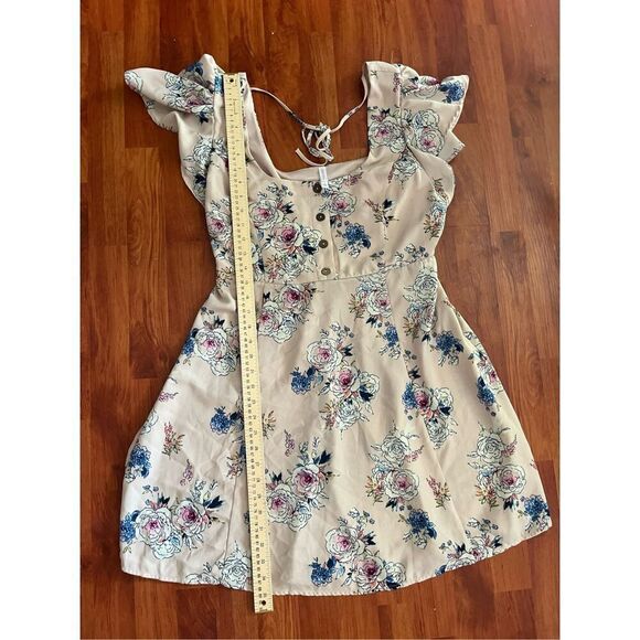 Xhilaration Flutter Sleeve Knee-Length Pink Floral Dress size L - Picture 8 of 10